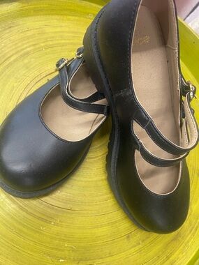 Justice Black Double-Strap Mary Jane Girls Shoes